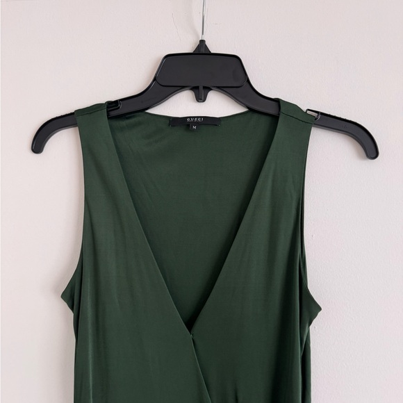 Gucci M Green Silk Jersey Top with Bamboo Detail - Picture 2 of 6